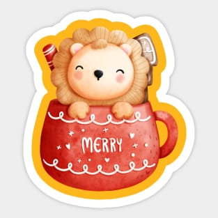 The Baby Lion In A Christmas Cup Sticker